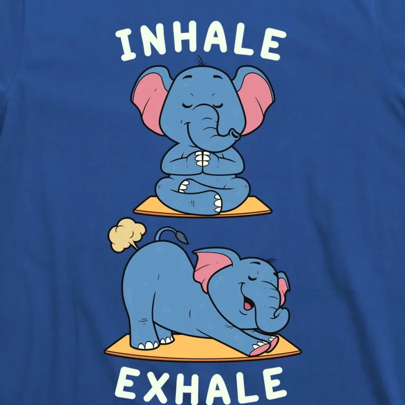 Funny Yoga Inhale Exhale Farting Elephant Yoga Position Gift T-Shirt