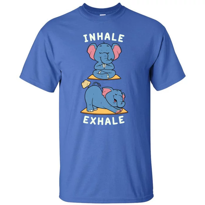 Funny Yoga Inhale Exhale Farting Elephant Yoga Position Gift Tall T-Shirt