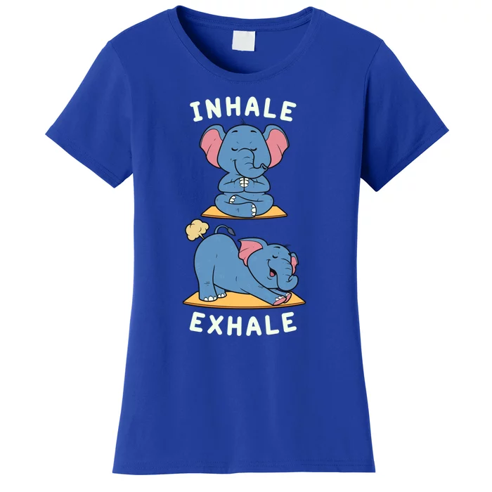 Funny Yoga Inhale Exhale Farting Elephant Yoga Position Gift Women's T-Shirt