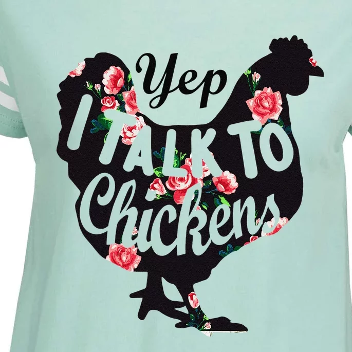 Farmer Yep I Talk To Chickens Funny Chicken Lover Enza Ladies Jersey Football T-Shirt