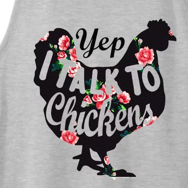 Farmer Yep I Talk To Chickens Funny Chicken Lover Ladies Tri-Blend Wicking Tank