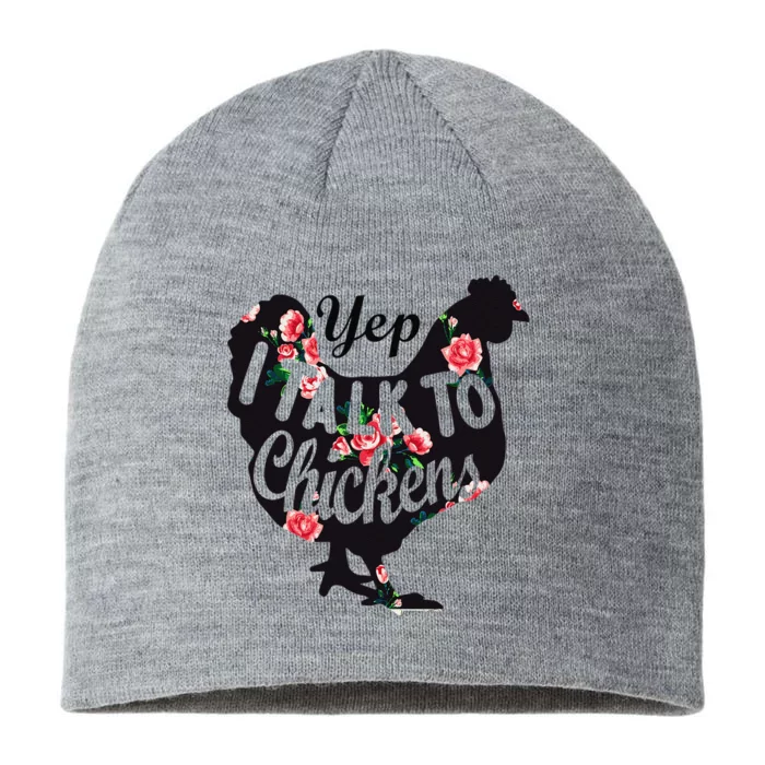 Farmer Yep I Talk To Chickens Funny Chicken Lover 8 1/2in Sustainable Knit Beanie