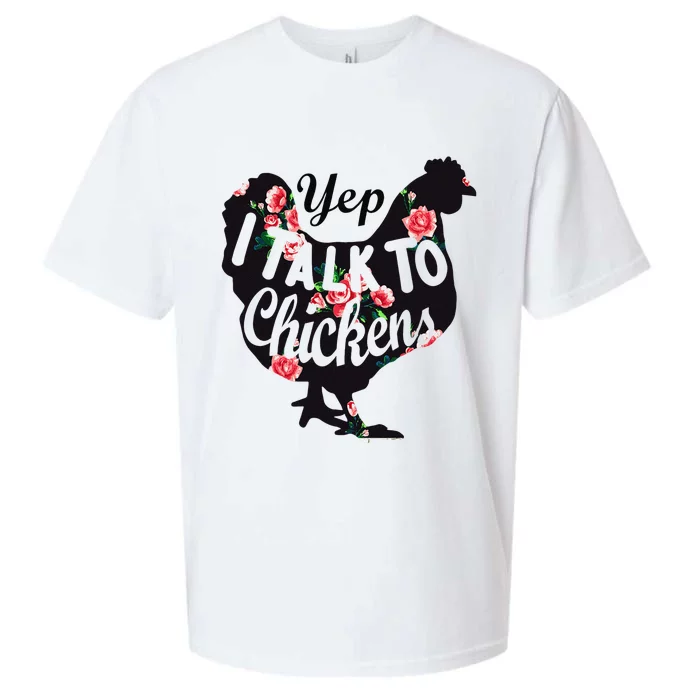 Farmer Yep I Talk To Chickens Funny Chicken Lover Sueded Cloud Jersey T-Shirt