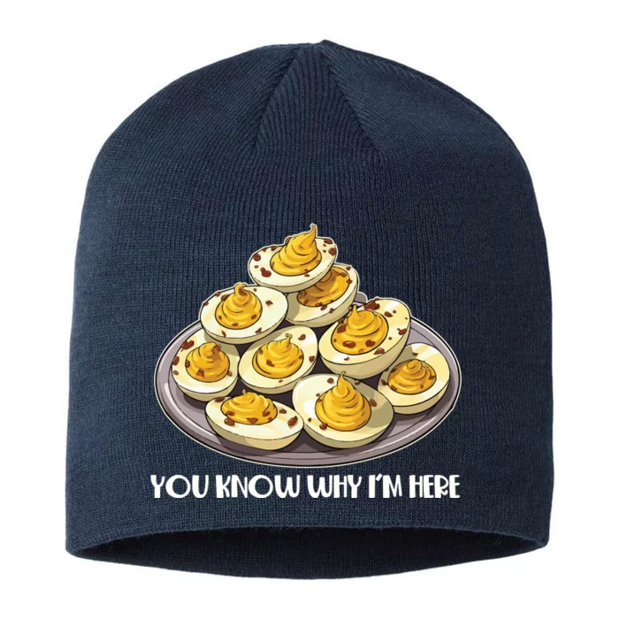 Funny You Know Why Im Here Deviled Eggs Thanksgiving Chirstmas Dinner 8 1/2in Sustainable Knit Beanie