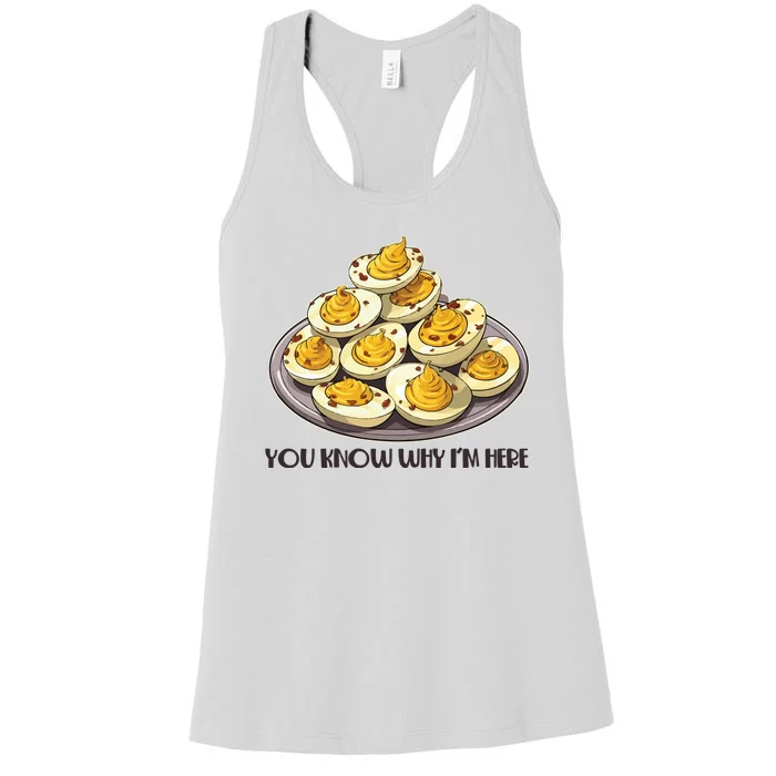 Funny You Know Why Im Here Deviled Eggs Thanksgiving Chirstmas Dinner Women's Racerback Tank