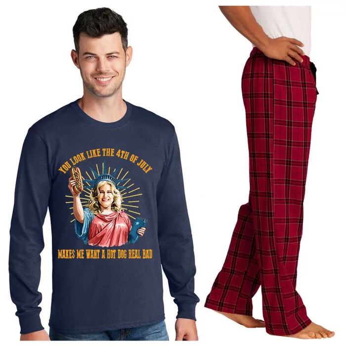 Funny You Look Like The 4th Of July Hot Dog Wiener Long Sleeve Pajama Set