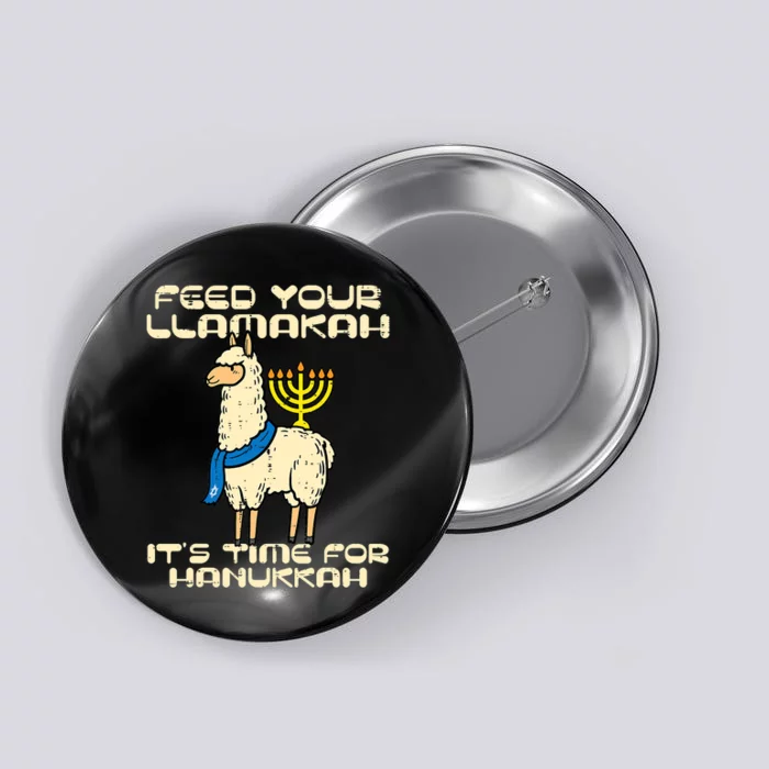 Feed Your Llamakah Funny Llama Hanukkah Pajamas Chanukah Button