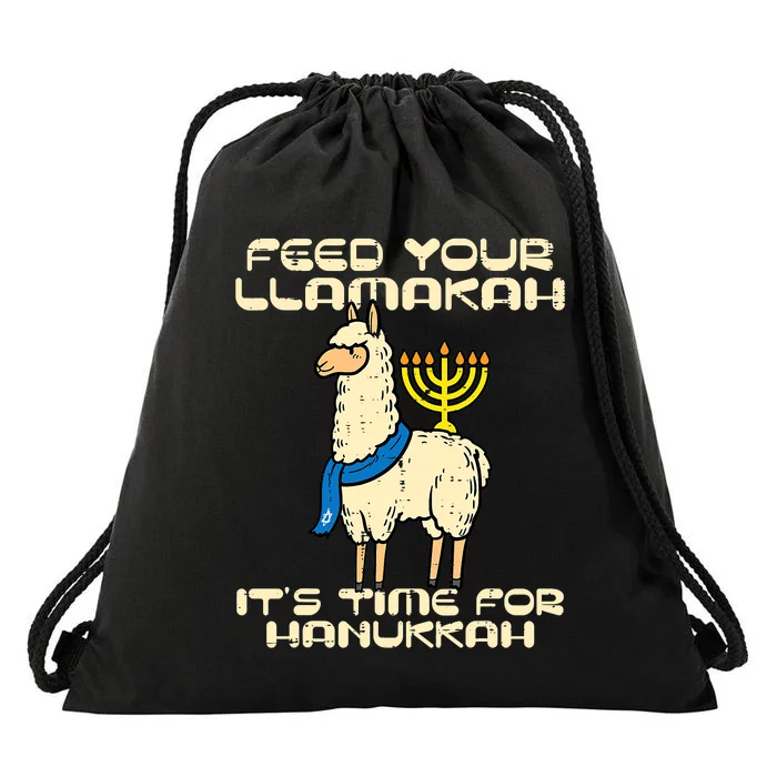 Feed Your Llamakah Funny Llama Hanukkah Pajamas Chanukah Drawstring Bag