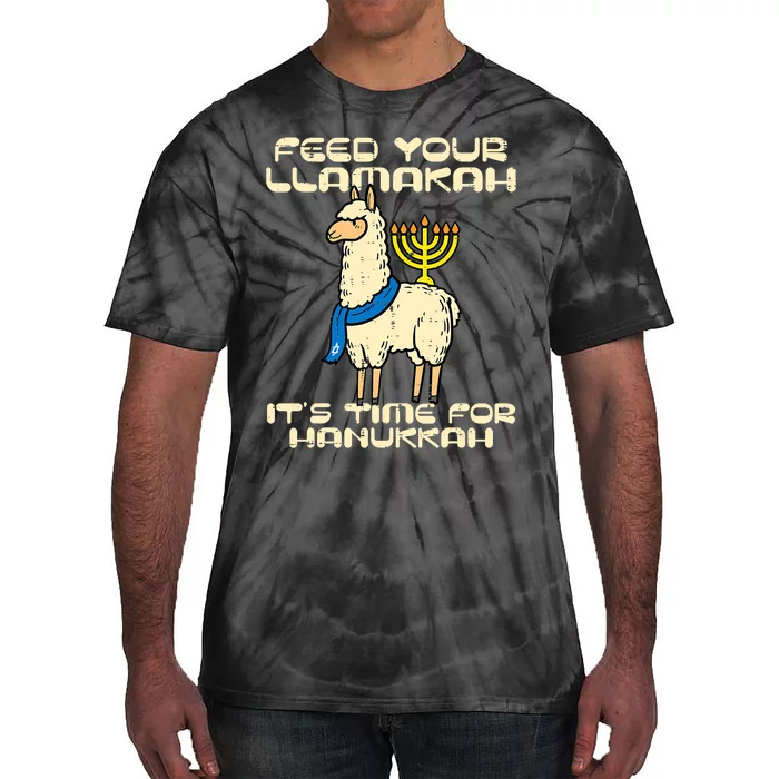 Feed Your Llamakah Funny Llama Hanukkah Pajamas Chanukah Tie-Dye T-Shirt