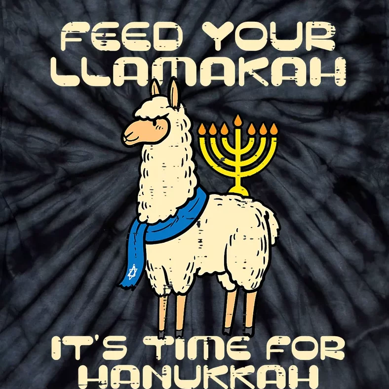 Feed Your Llamakah Funny Llama Hanukkah Pajamas Chanukah Tie-Dye T-Shirt