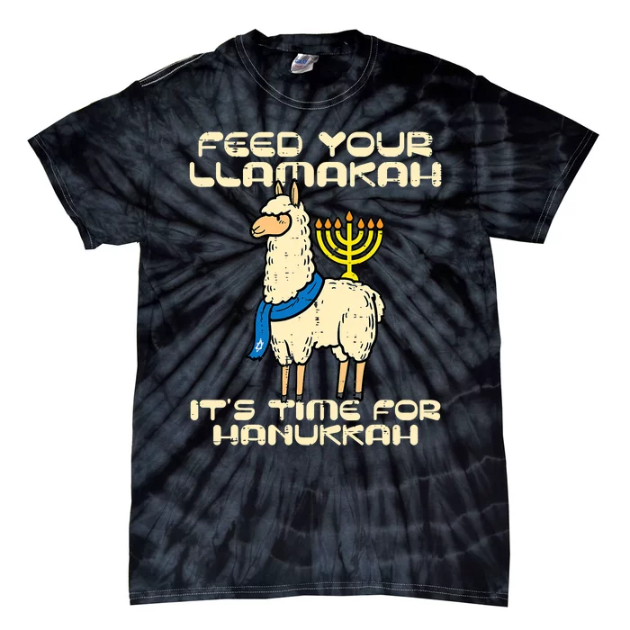 Feed Your Llamakah Funny Llama Hanukkah Pajamas Chanukah Tie-Dye T-Shirt