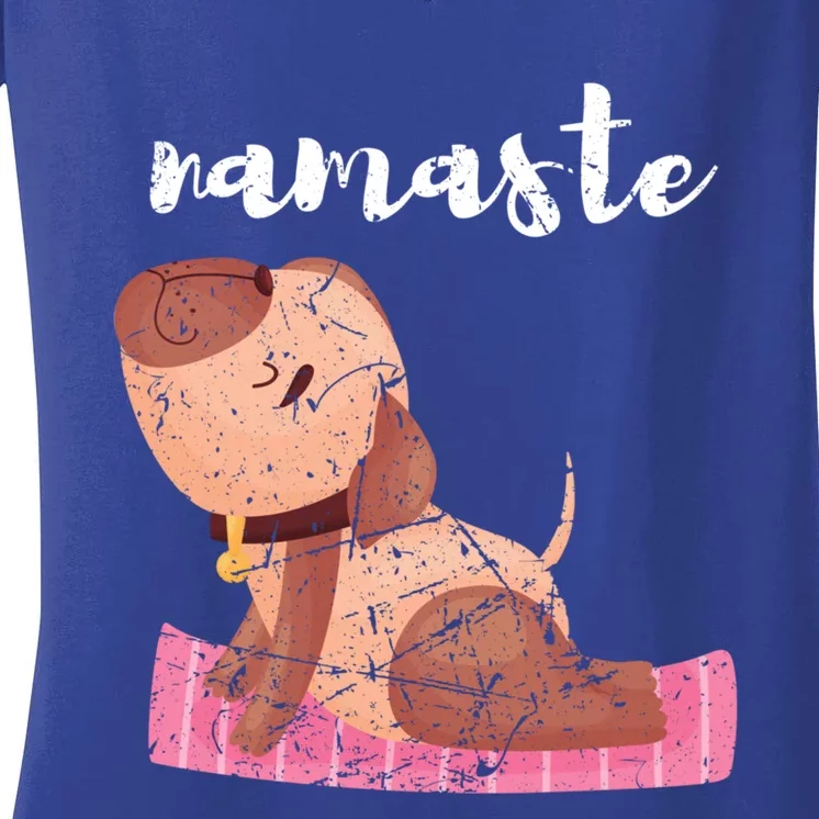 Funny Yoga Lover Dog Pose Spiritual Workout Namaste Funny Gift Women's V-Neck T-Shirt