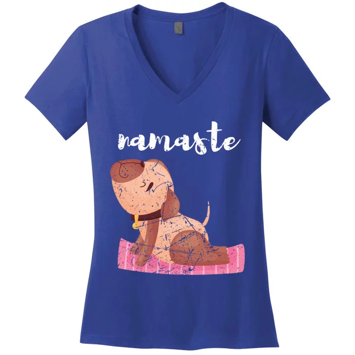 Funny Yoga Lover Dog Pose Spiritual Workout Namaste Funny Gift Women's V-Neck T-Shirt