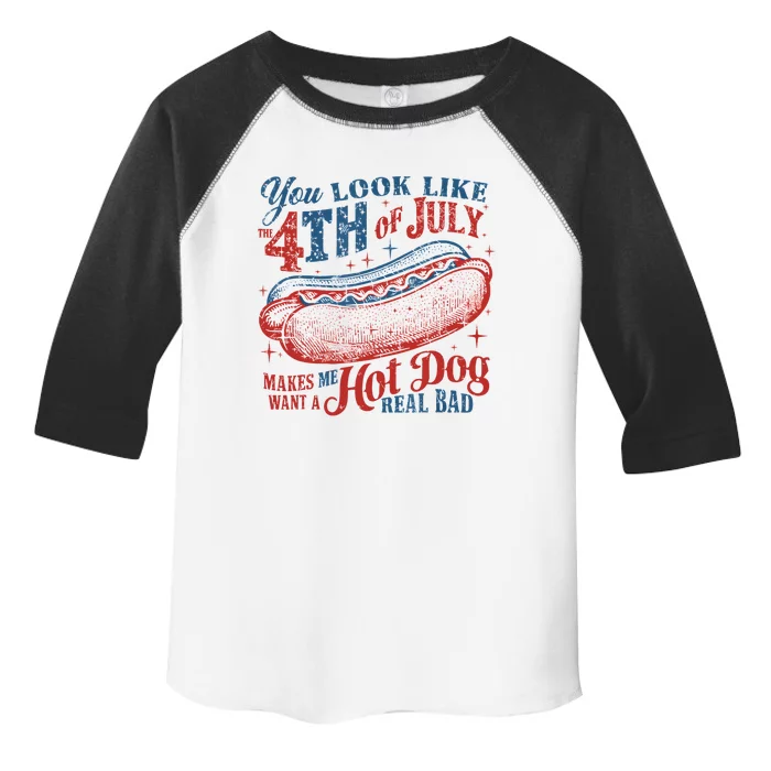 Funny You Look Like 4th Of July Hot Dog Wiener Toddler Fine Jersey T-Shirt