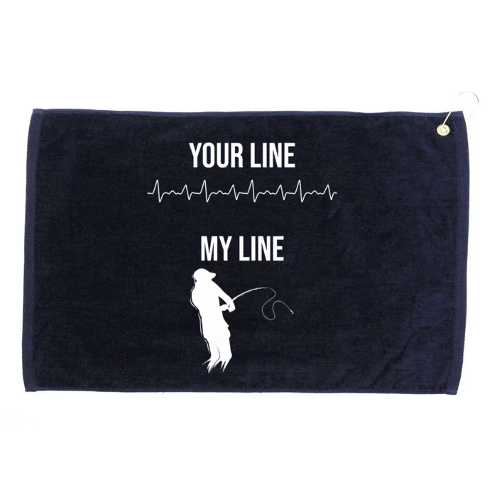 Fishing Your Line My Line Fishing Husbands Fishing Dads Gift Grommeted Golf Towel