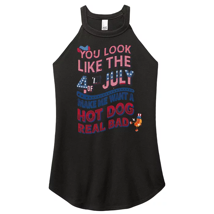 Funny You Look Like 4th Of July Hot Dog Wiener Women’s Perfect Tri Rocker Tank