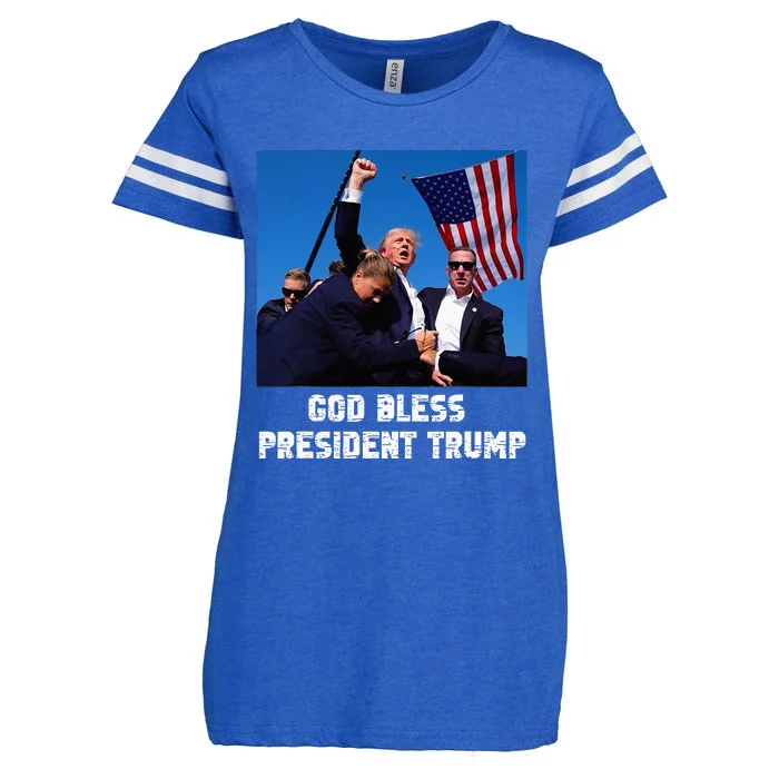 God bless President Trump, Donald Trump 2024 Enza Ladies Jersey Football T-Shirt