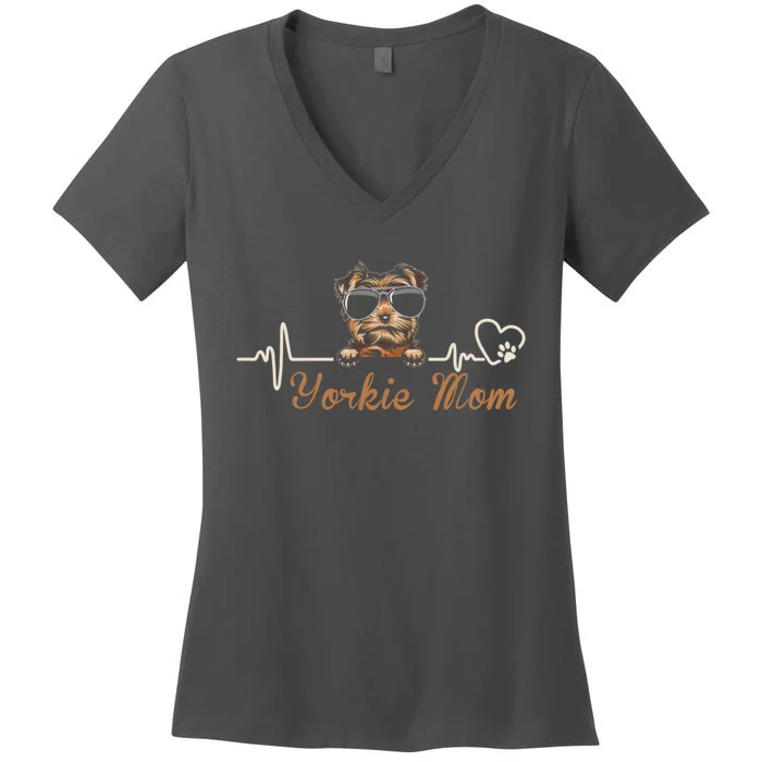 Funny Yorkie Mom Gift For Yorkie Dog Lovers Women's V-Neck T-Shirt