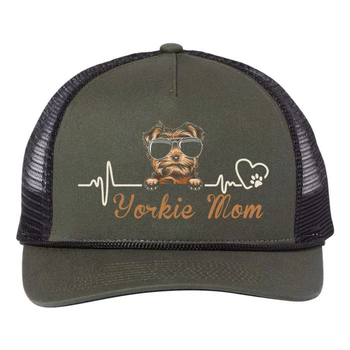 Funny Yorkie Mom Gift For Yorkie Dog Lovers Retro Rope Trucker Hat Cap