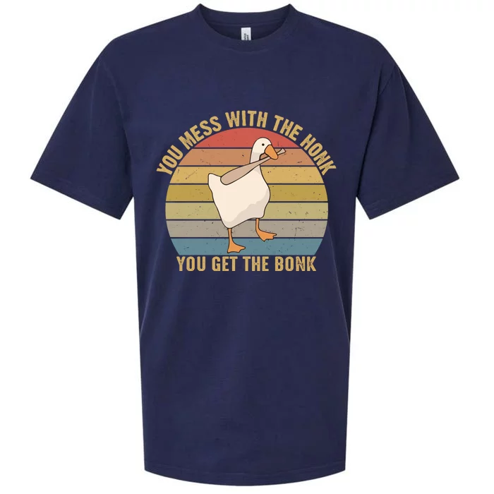 Funny You Mess With The Honk You Get The Bonk Funny Retro Vintage Goose Sueded Cloud Jersey T-Shirt