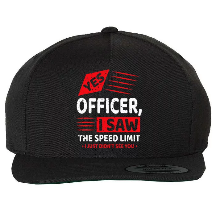 Funny Yes Officer Muscle Car Speedlimit Gears Mechanic Wool Snapback Cap