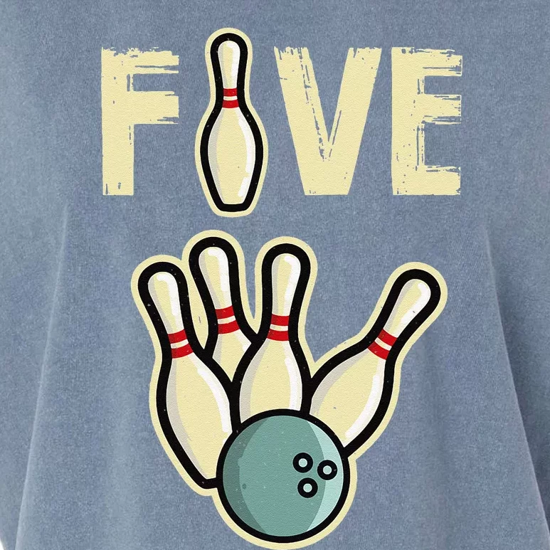 Five Year Old Bowling Birthday Party Pin Garment-Dyed Women's Muscle Tee