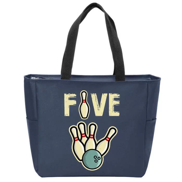 Five Year Old Bowling Birthday Party Pin Zip Tote Bag