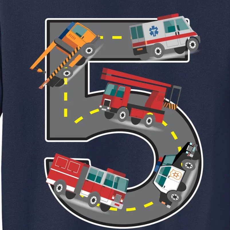 Five Year Old 5th Birthday Fire Truck Ambulance Police Car Sweatshirt