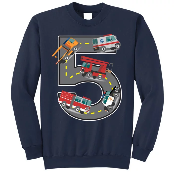 Five Year Old 5th Birthday Fire Truck Ambulance Police Car Sweatshirt