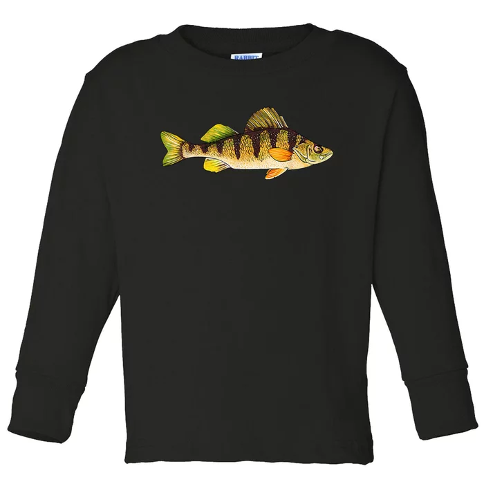 Funny Yellow Perch Fishing Freshwater Fish Angler Toddler Long Sleeve Shirt