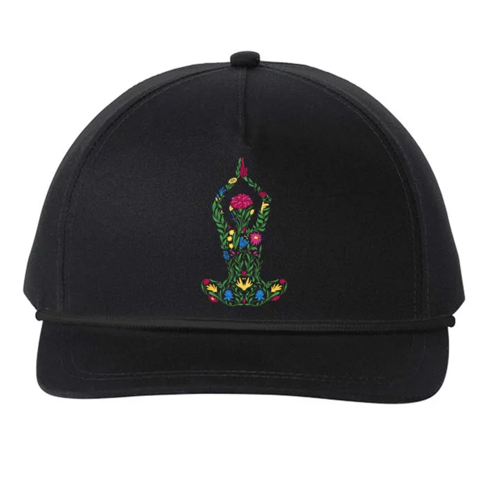 Floral Yoga Pose Snapback Five-Panel Rope Hat