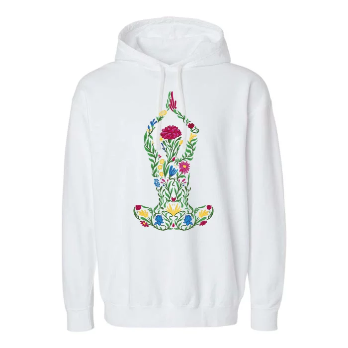 Floral Yoga Pose Garment-Dyed Fleece Hoodie