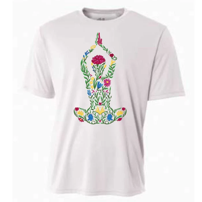 Floral Yoga Pose Cooling Performance Crew T-Shirt