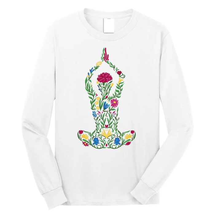 Floral Yoga Pose Long Sleeve Shirt