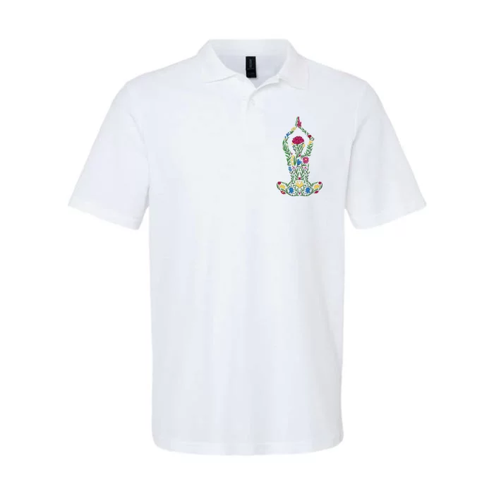 Floral Yoga Pose Softstyle Adult Sport Polo