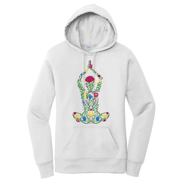 Floral Yoga Pose Women's Pullover Hoodie