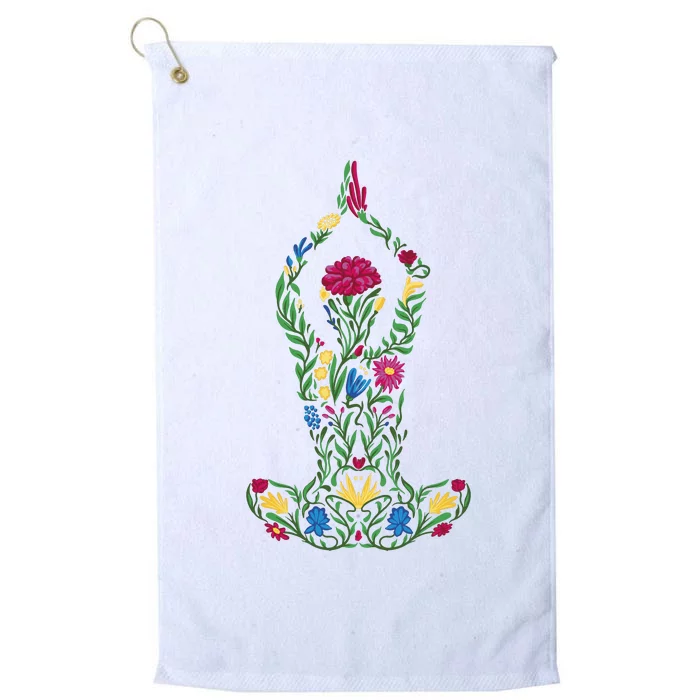 Floral Yoga Pose Platinum Collection Golf Towel