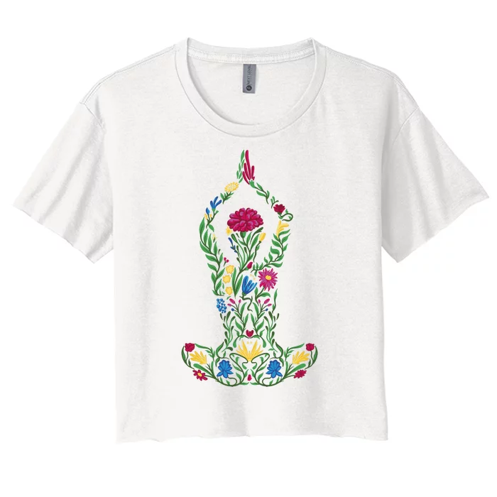 Floral Yoga Pose Women's Crop Top Tee