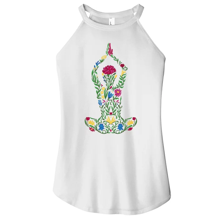 Floral Yoga Pose Women’s Perfect Tri Rocker Tank