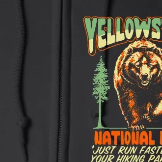 Funny Yellowstone Park Grizzly Bear Outrun Hiking Partners Full Zip Hoodie