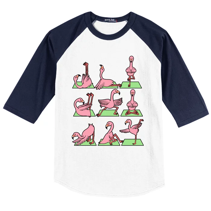 Flamingo Yoga Poses Meditation Namaste Spiritual Zen Gift Baseball Sleeve Shirt