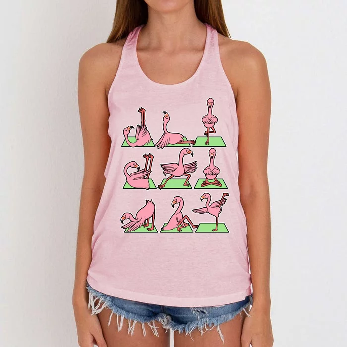 Flamingo Yoga Poses Meditation Namaste Spiritual Zen Gift Women's Knotted Racerback Tank