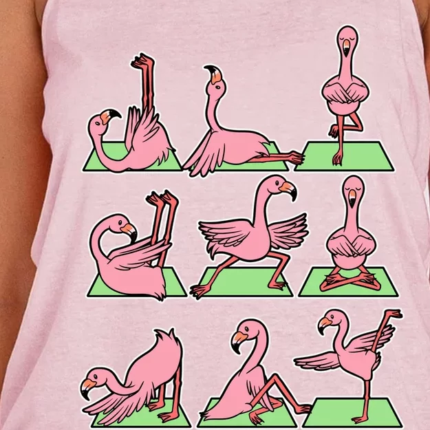 Flamingo Yoga Poses Meditation Namaste Spiritual Zen Gift Women's Knotted Racerback Tank