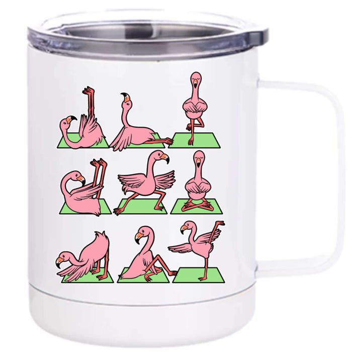 Flamingo Yoga Poses Meditation Namaste Spiritual Zen Gift Front & Back 12oz Stainless Steel Tumbler Cup