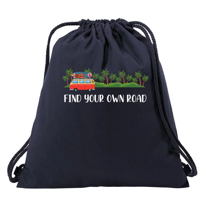 Find Your Road Roadtrip Casualwear Funky Rv Gift Idea Funny Gift Drawstring Bag