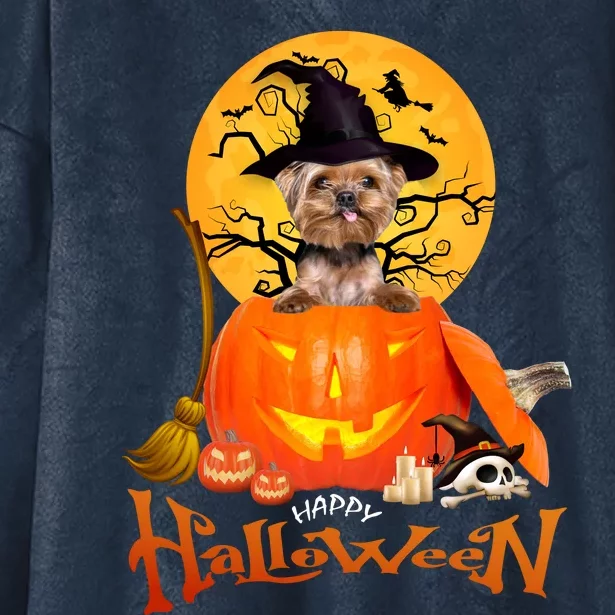 Funny YorKie Spooky Halloween Hooded Wearable Blanket