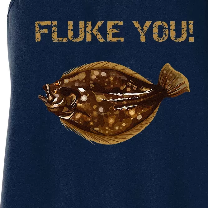 Fluke You! Summer Flounder Fishing Fluke Women's Racerback Tank