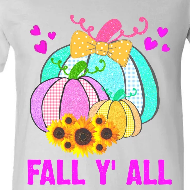 Fall Y'all Season Cute Gift For Her V-Neck T-Shirt