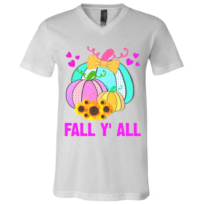 Fall Y'all Season Cute Gift For Her V-Neck T-Shirt