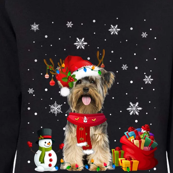 Funny Yorkshire Terrier Christmas Tree Lights Dog Puppy Funny Gift Womens California Wash Sweatshirt